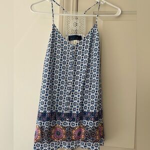 Francesca’s Blue and White Patterned Blouse